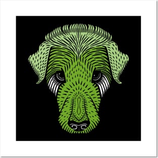 Vintage dog  head - green Posters and Art